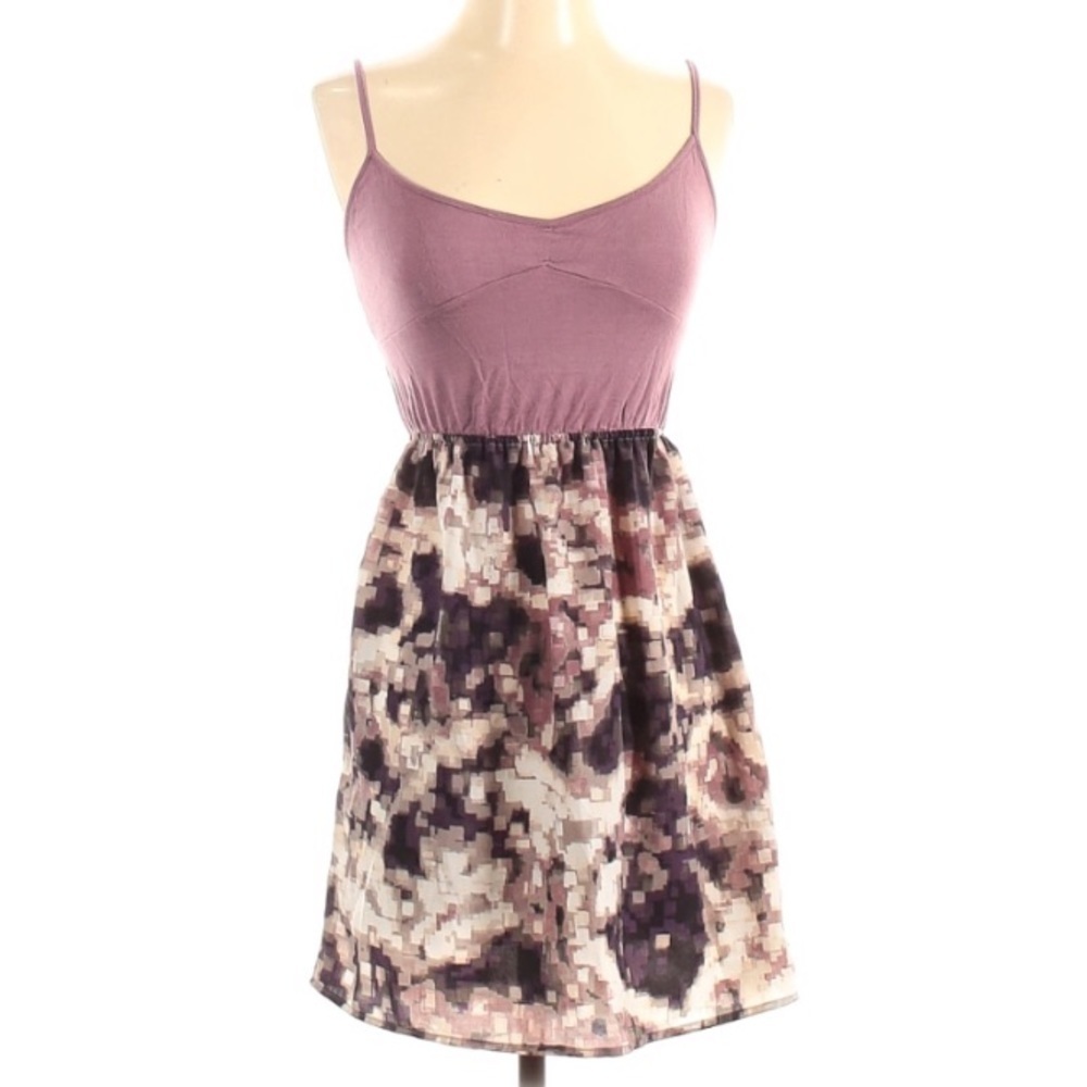 Silence & Noise digital garden art print mini dress small purple mauve